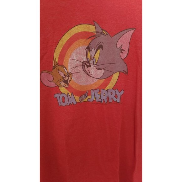 Tom and Jerry‎ T-Shirt Cartoon Graphic Print Crew Neck Mens Size Medium Red EUC - Picture 4 of 9